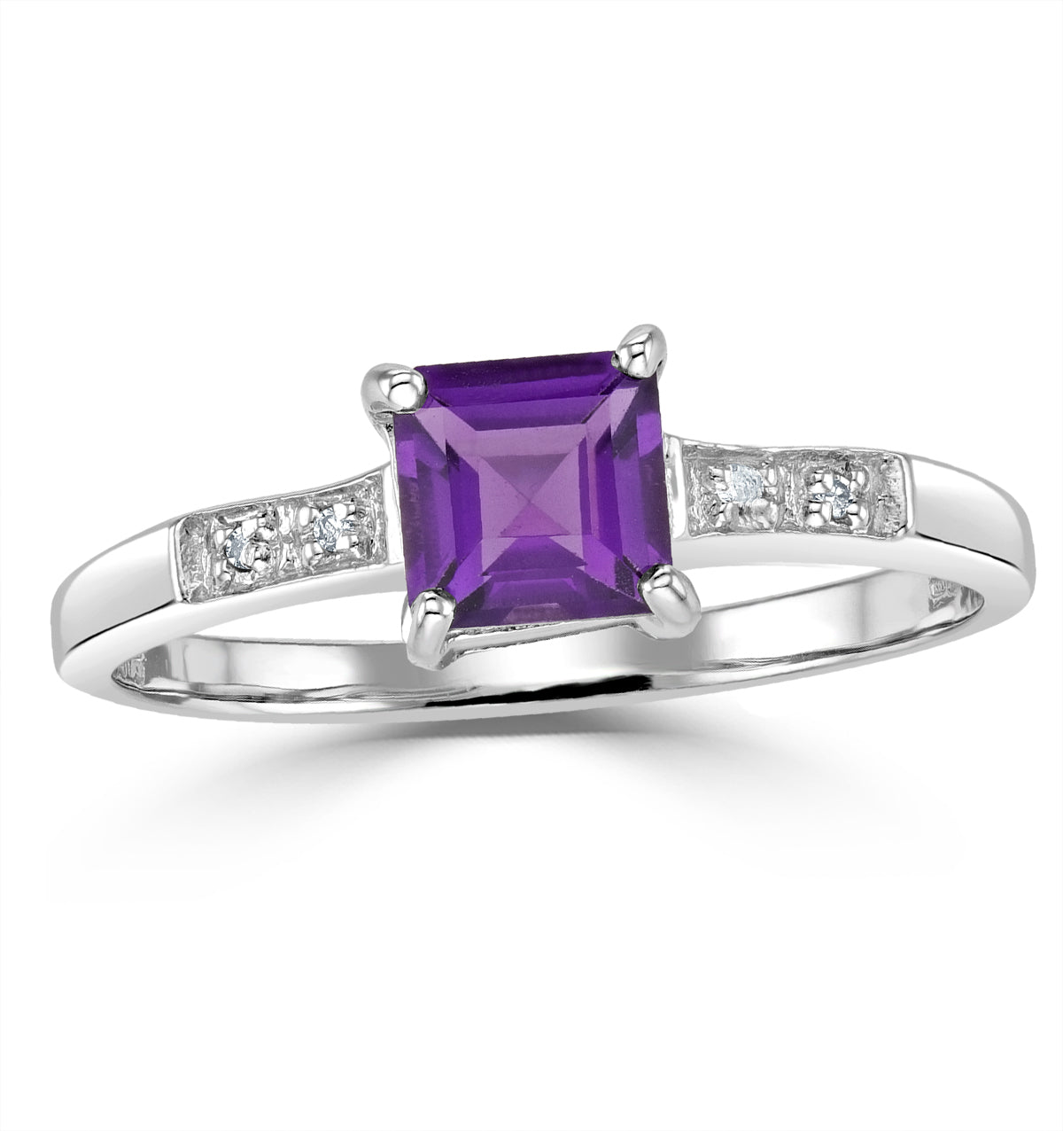Amethyst 0.63ct And Diamond 9K White Gold Ring